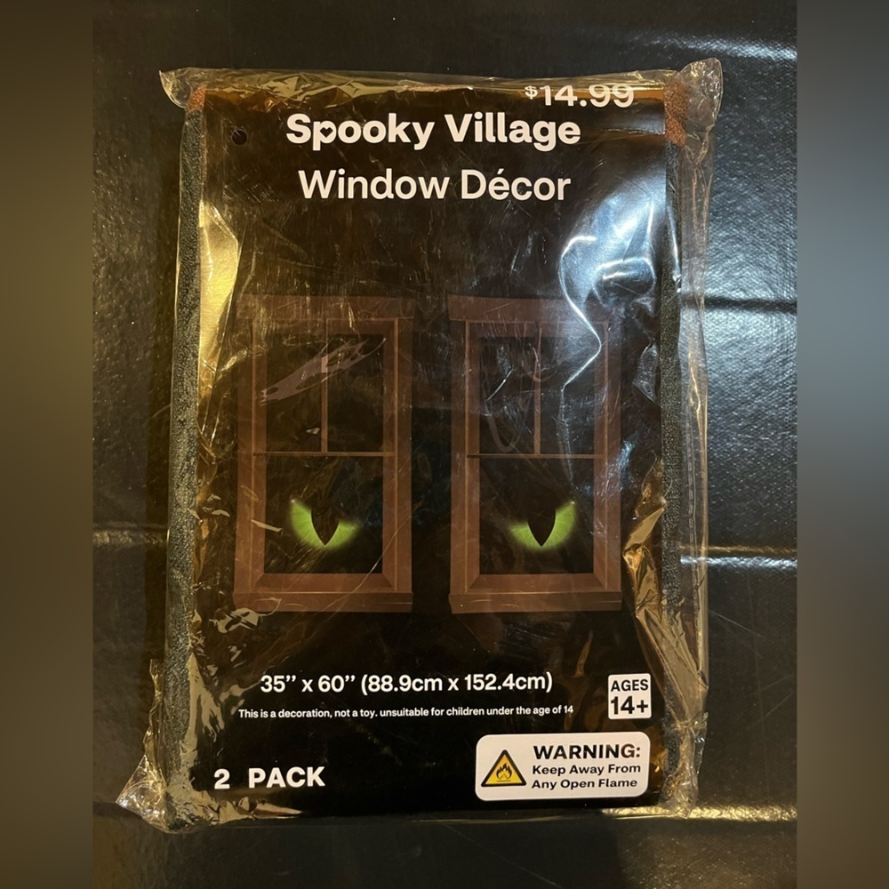 Spooky Village Window Decor 2 Pack Size 35” x 60”. Cat Eyes. NWT
